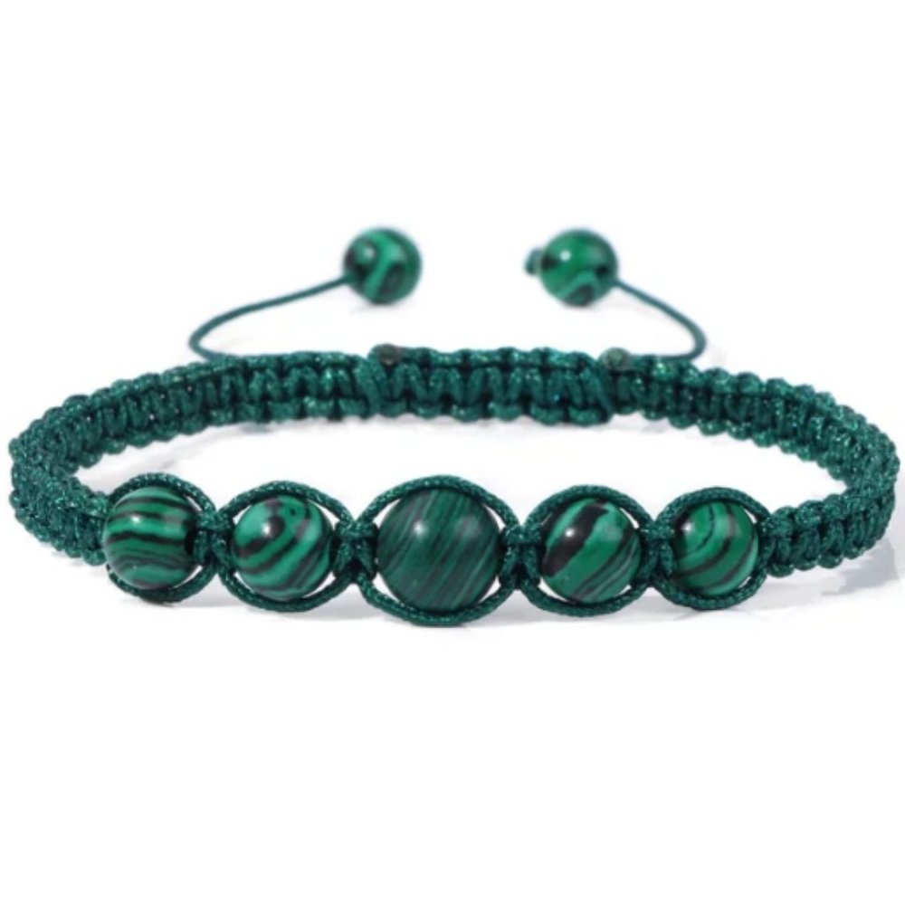 Malachite Bracelet,Gemstone Bracelet,Drawstring Bracelet,Shamballa Bracelet,Gift